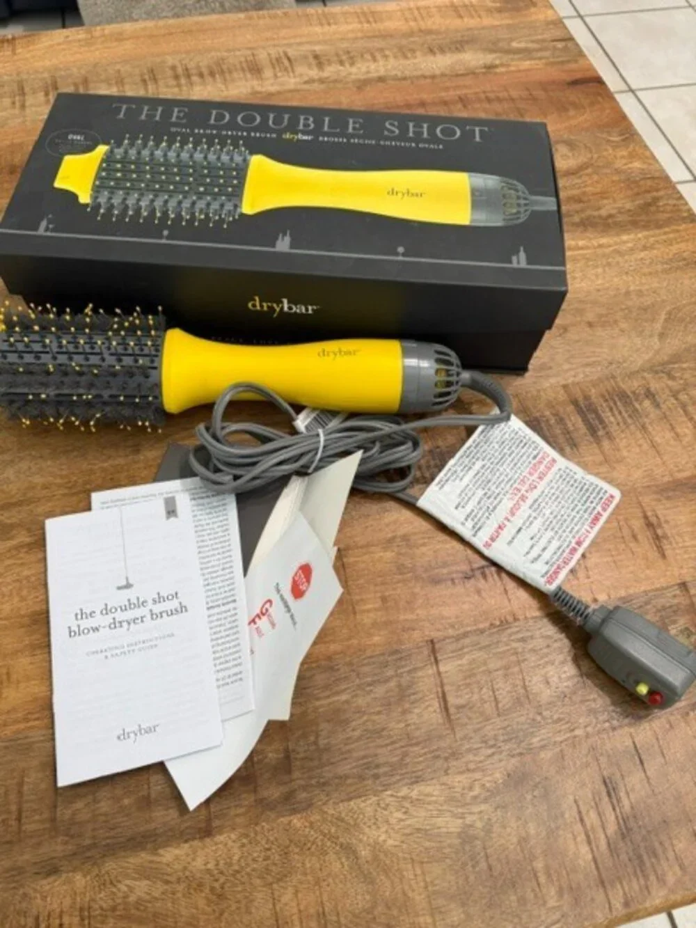 Drybar The Double Shot Oval Blow Dryer Hot Air Brush Yellow Style Volume Anti Fr